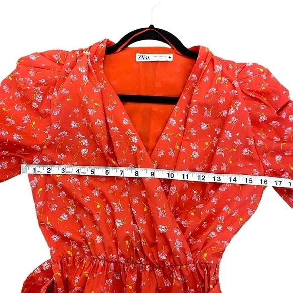 ZARA Belted Floral Wrap Style Long Sleeve Blouse - Picture 15 of 16